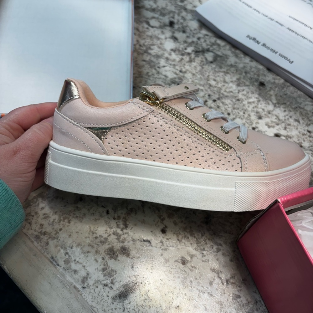 Youth size 1 Pink and Gold Sneakers